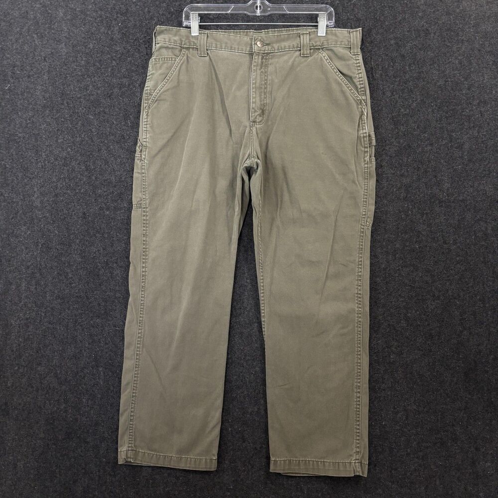 Carhartt Carpenter Pants Men's 36x29 Green Canvas Relaxed Fit Work B324 ARG